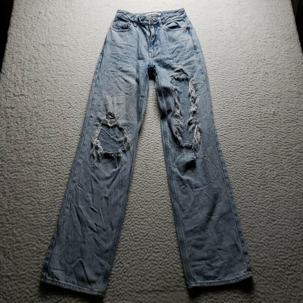 PacSun 90s Boyfriend Jeans Womens 23 Blue Light Wash Distressed Relaxed Denim
